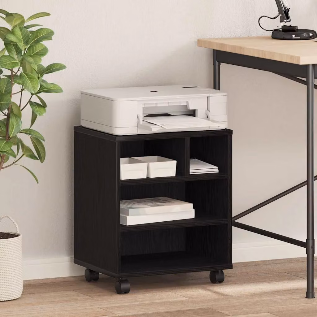 vidaXL Supporto per Stampante Moderno in MDF Nero L: 41 cm, P: 32 cm, H: 48 cm