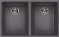Lavello 2 vasche (77x46cm) QUADRA 340 SOTTOTOP Titanium Metal LMQ34073BSC