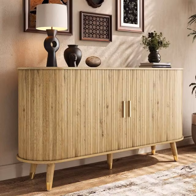 Consolle con ante scorrevoli e cassetti ¨C Minimal ¨C Rovere massello 130x40x75