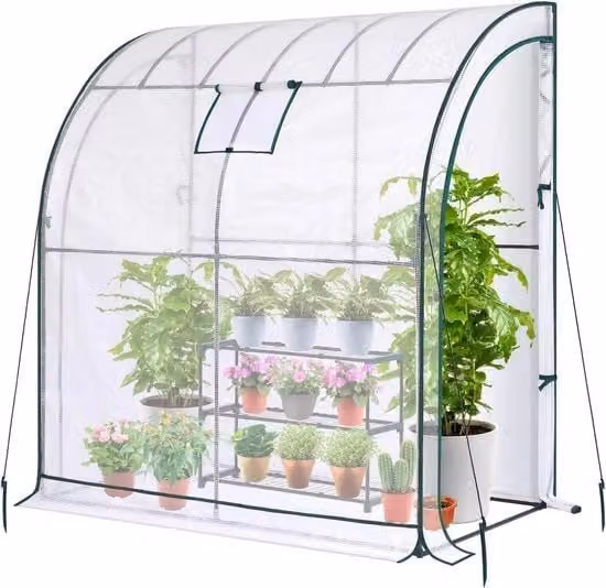 Serra Portatile con 3 Scomparti: Serra a Parete 200,8 x 99 x 211,2 cm - Finestrature a Maglia, 2 Porte a Tendina con Zip