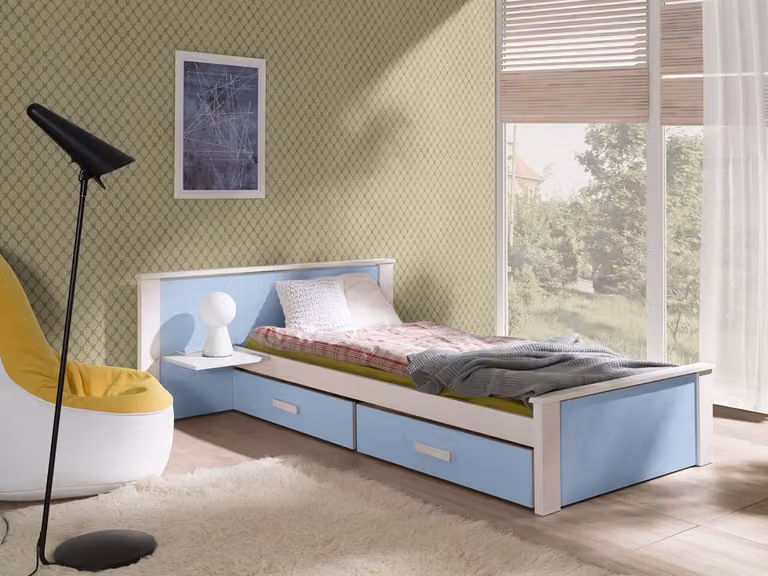 Letto per bambini con spazio di archiviazione 80x180 POLCH PLUS - bianco / blu