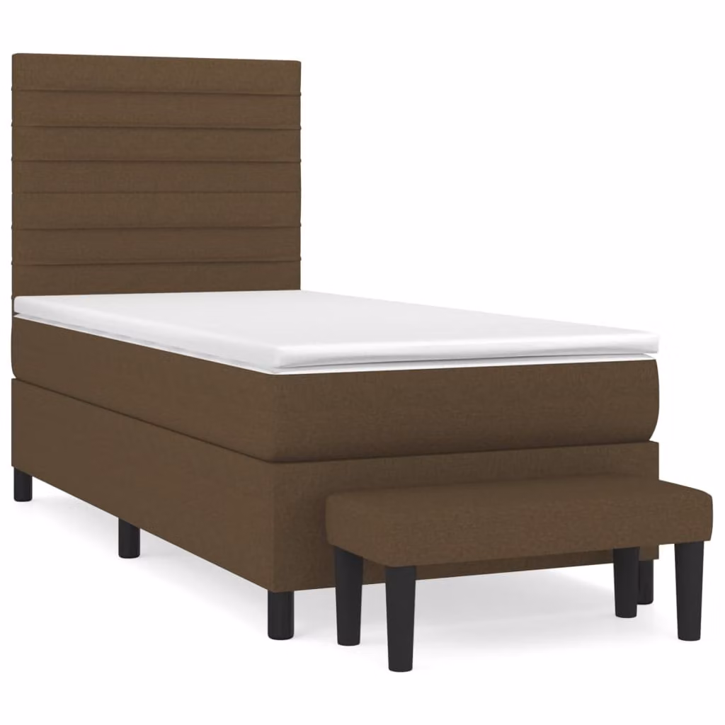 Giroletto a Molle con Materasso Marrone Scuro 100x200cm Tessuto