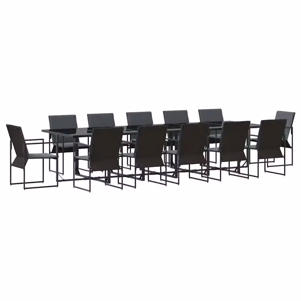 Set da pranzo per giardino e terrazzo vidaXL da 13 pezzi in acciaio antracite e vetro nero opaco – 2
