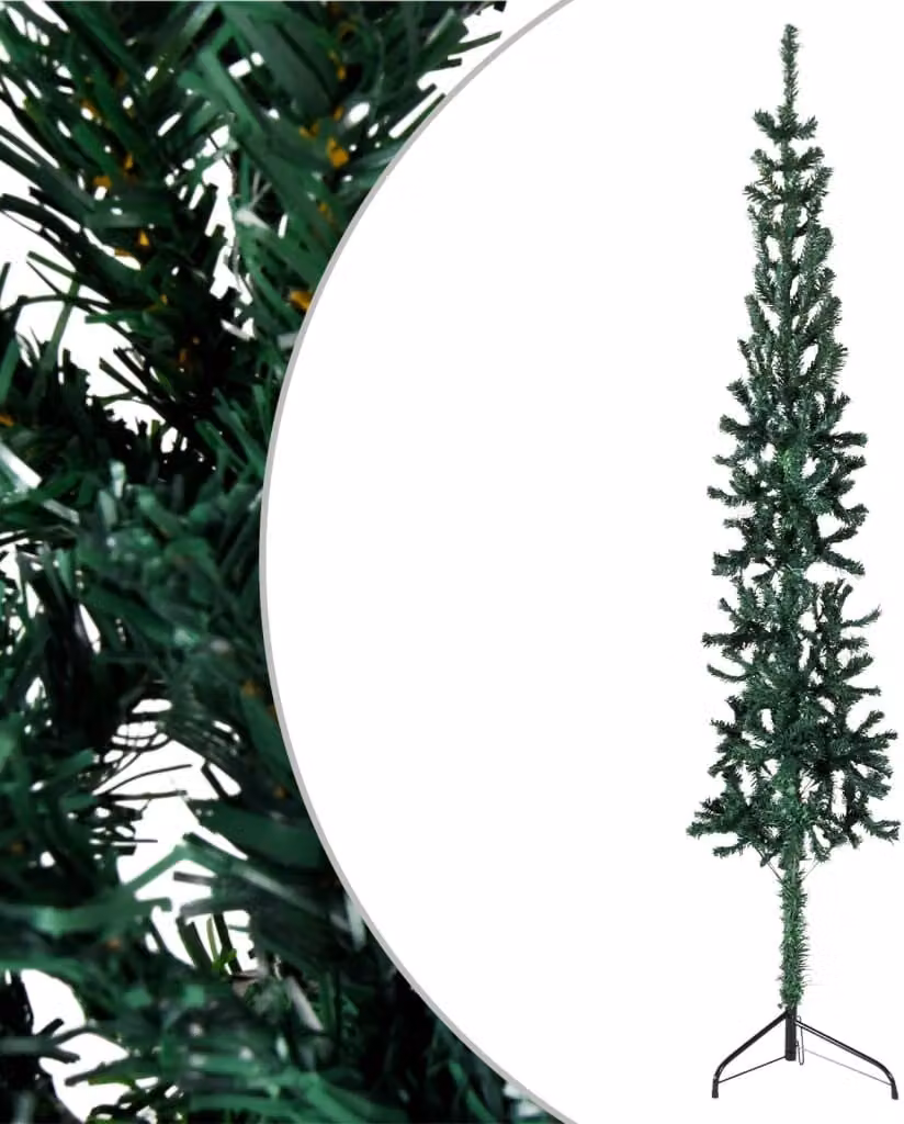 The Living Store Mezzo albero di Natale artificiale con supporto Slim Green 180 cm