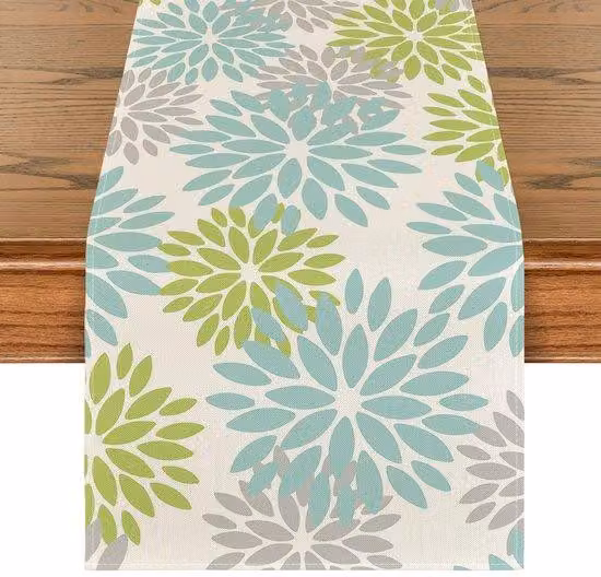 Mazzo di fiori verdi per la primavera, decorazione da tavola per la torta estiva, decorazione per feste in casa, 40x240 cm