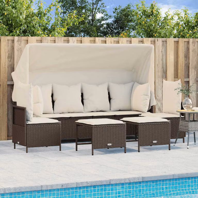 Maison Exclusive - Set Divano da Giardino 5 pz con Cuscini Marrone in Polyrattan