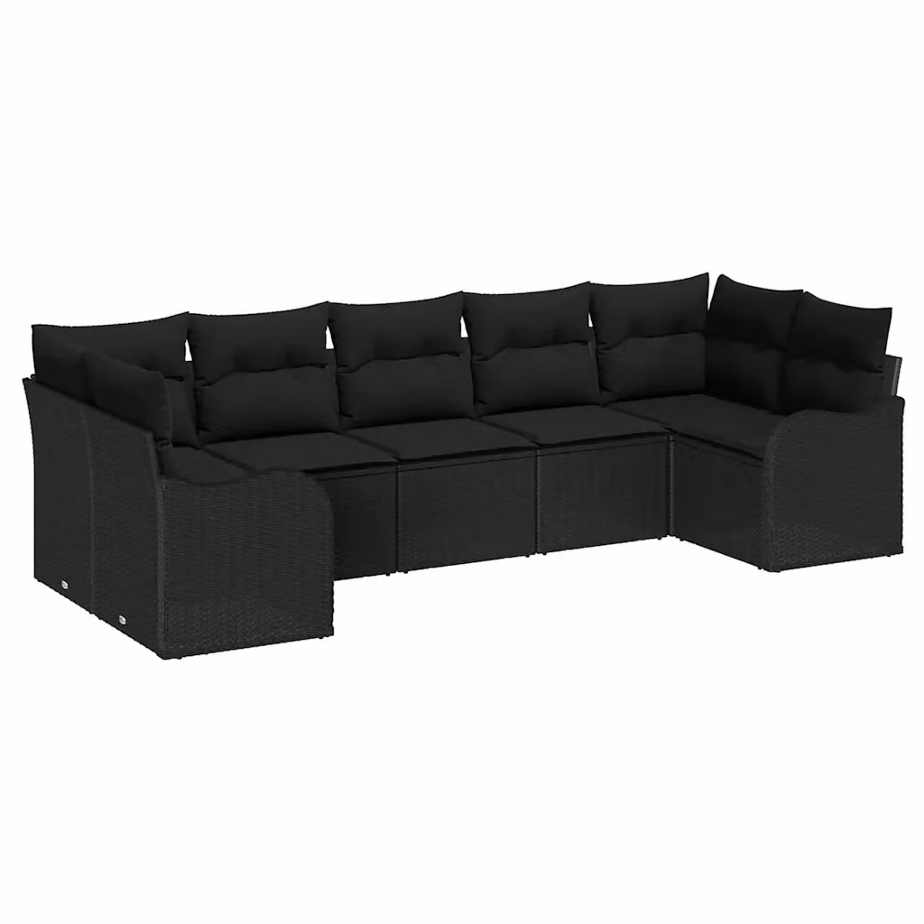 Set Divano da Giardino a L vidaXL in Polyrattan Nero con Cuscini e Struttura in Acciaio – 2