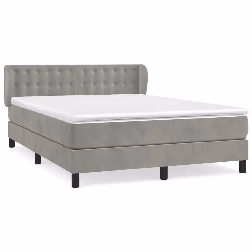 vidaXL Giroletto a Molle con Materasso in Velluto Grigio Chiaro L/P/H: 200 x 140 x 88 cm – 2