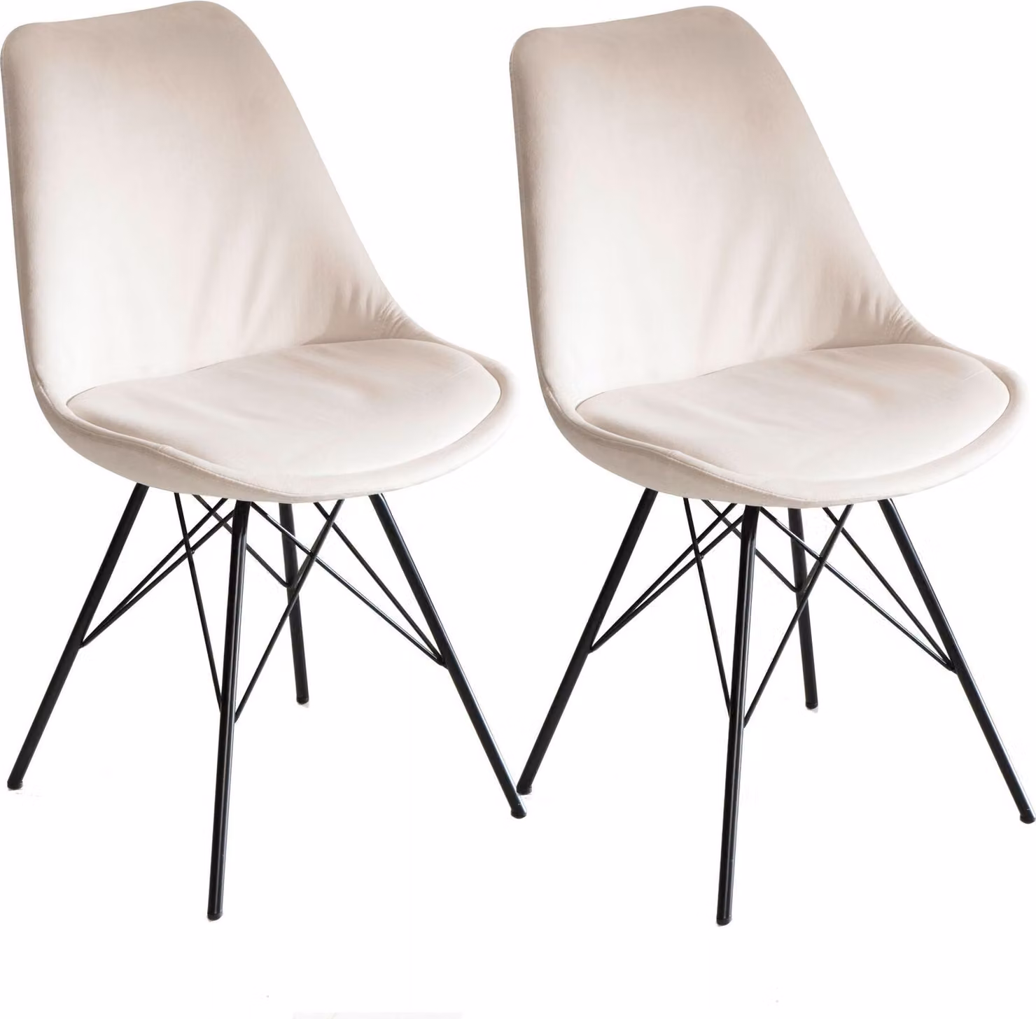 WOHNLING Set di 2 sedie da sala da pranzo in velluto beige Sedia scandinava Sedia da cucina