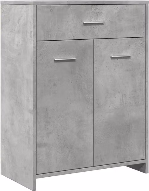 Mobiletto da bagno classico con 1 cassetto e 2 ante 60 x 33 x 80 cm legno composito grigio cemento 02_0050837