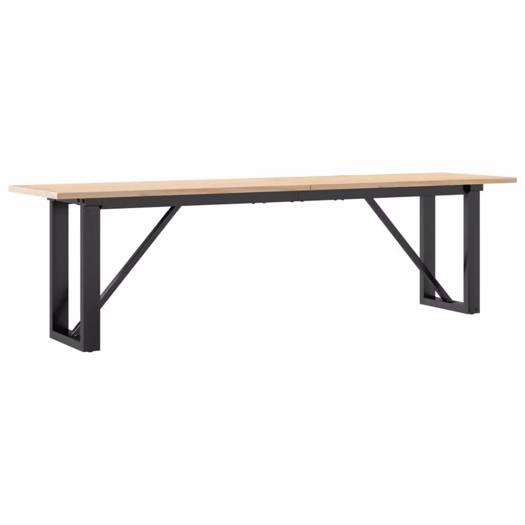 Tavolino Salotto Telaio a O 160x40x45cm Legno Pino e Acciaio