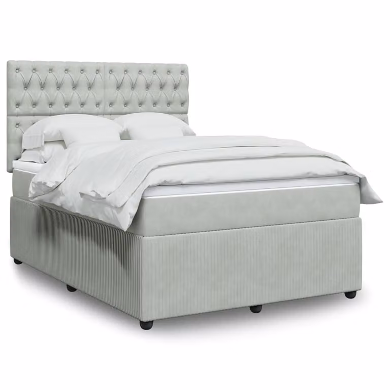 Maison Exclusive - Giroletto a Molle con Materasso Grigio Chiaro 160x200cm Velluto