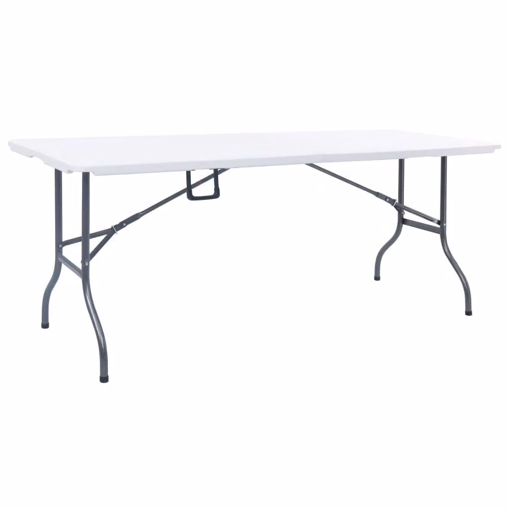 Tavolo da giardino pieghevole in HDPE 180 x 72 x 72 cm in bianco