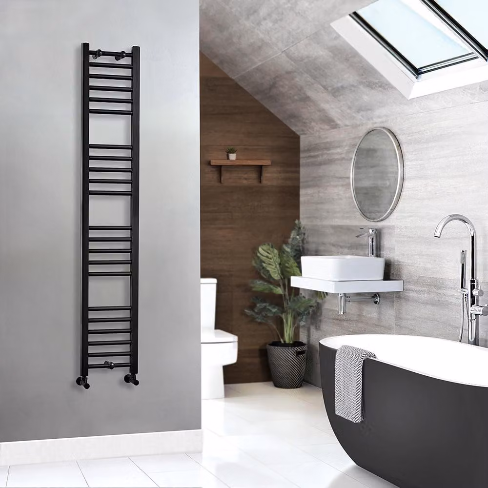 Scaldasalviette Piatto Moderno - Nero - 1600mm x 300mm - Nox