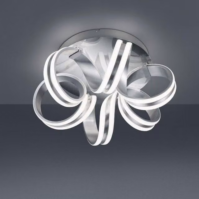 Plafoniera LED Carrera Trio Leuchten argento e bianco, Ø 45 cm, luce bianco caldo, 4400 lumen, IP20