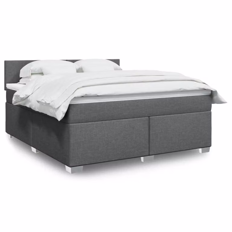 vidaXL Giroletto a Molle Ibrido con Materasso in Tessuto Grigio e Bianco, L/P: 180 x 200 cm