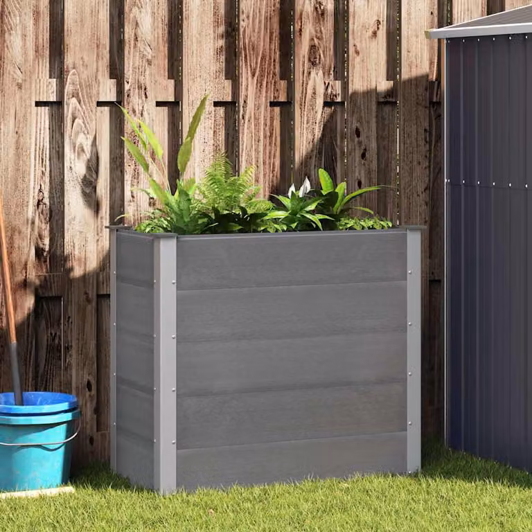 vidaXL Letto Rialzato da Giardino in WPC Grigio L: 100 cm, P: 50 cm, H: 91 cm