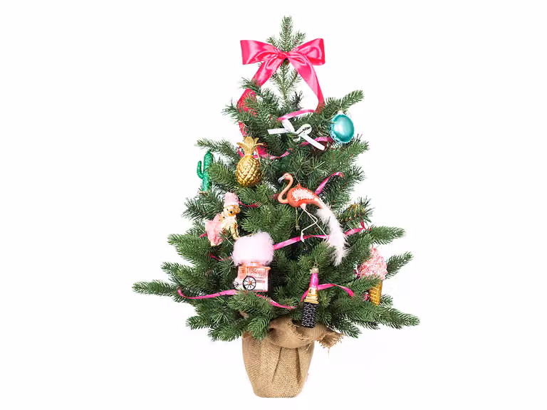 Albero di Natale artificiale decorato DOLCE TESORO 60 cm con illuminazione a LED IN VASO
