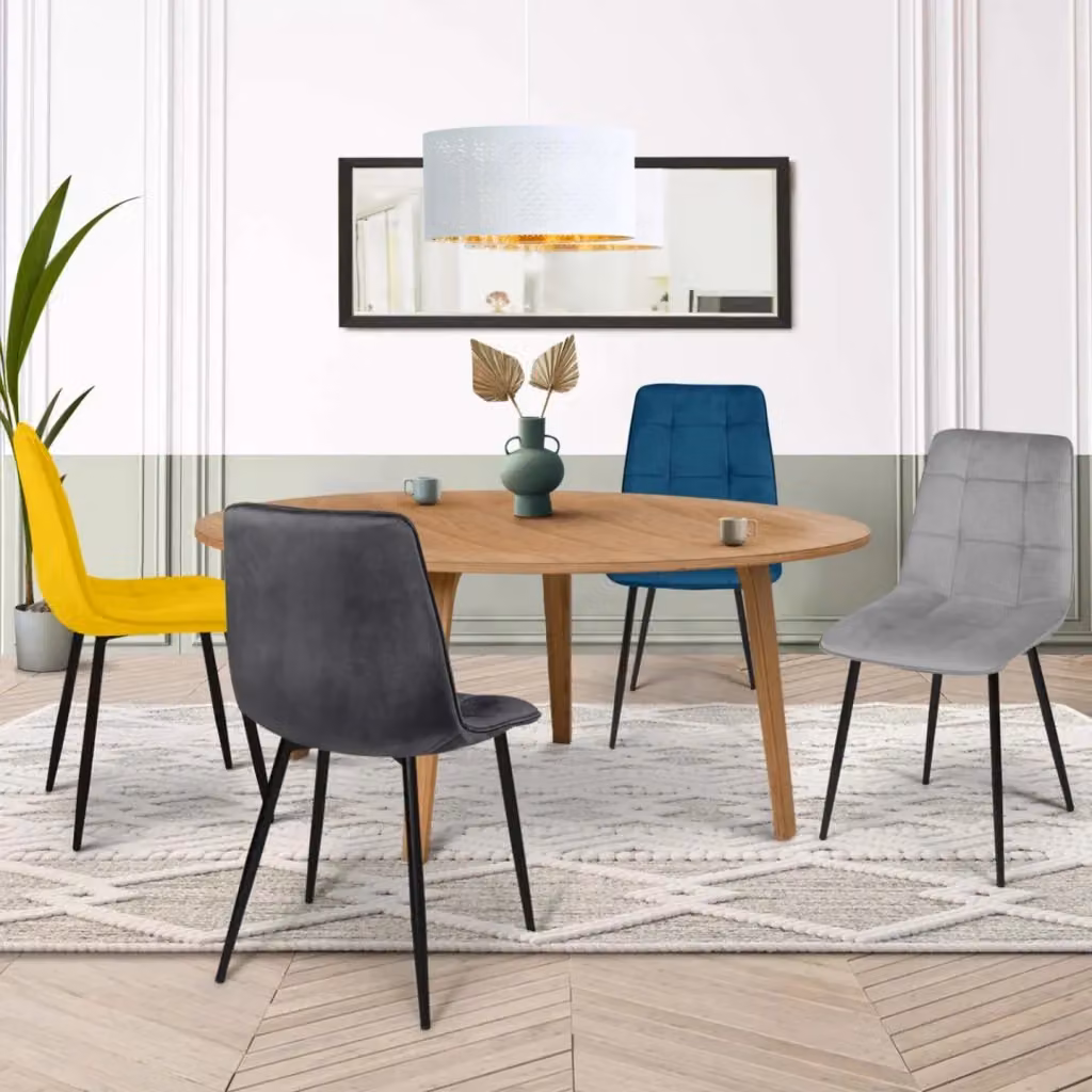 Set di 4 sedie MILA IDMarket in velluto multicolore con struttura in metallo per sala da pranzo e cucina – 2