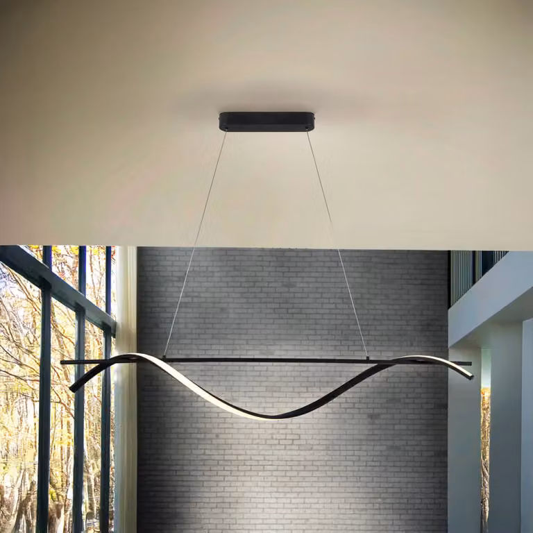 Schuller Valencia Lampada LED a sospensione Boa, nero opaco, metallo Boa, Nero, Soggiorno / Sala da pranzo, Metallo, Moderno