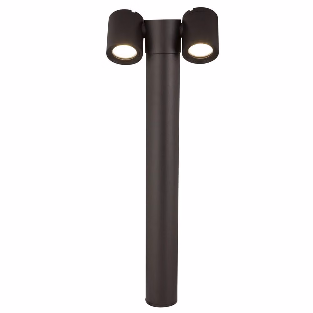 Lampione Per Esterno Moderno Alluminio Nero 2 Luci Gu10 50W Ip54