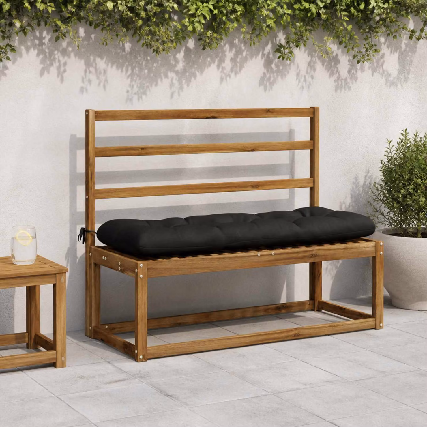 Cuscino per panchina vidaXL VIANEN nero in poliestere con fodera rimovibile e resistente ai raggi UV L: 120 cm, P: 12 cm, H: 1 cm