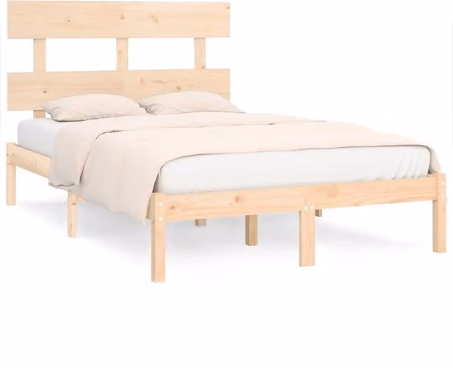 Letto matrimoniale in legno massello di pino stile rustico beige L 120 x P 200 cm