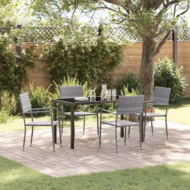 Maison Exclusive - Set da pranzo per esterno, 5 pezzi, grigio, rattan sintetico