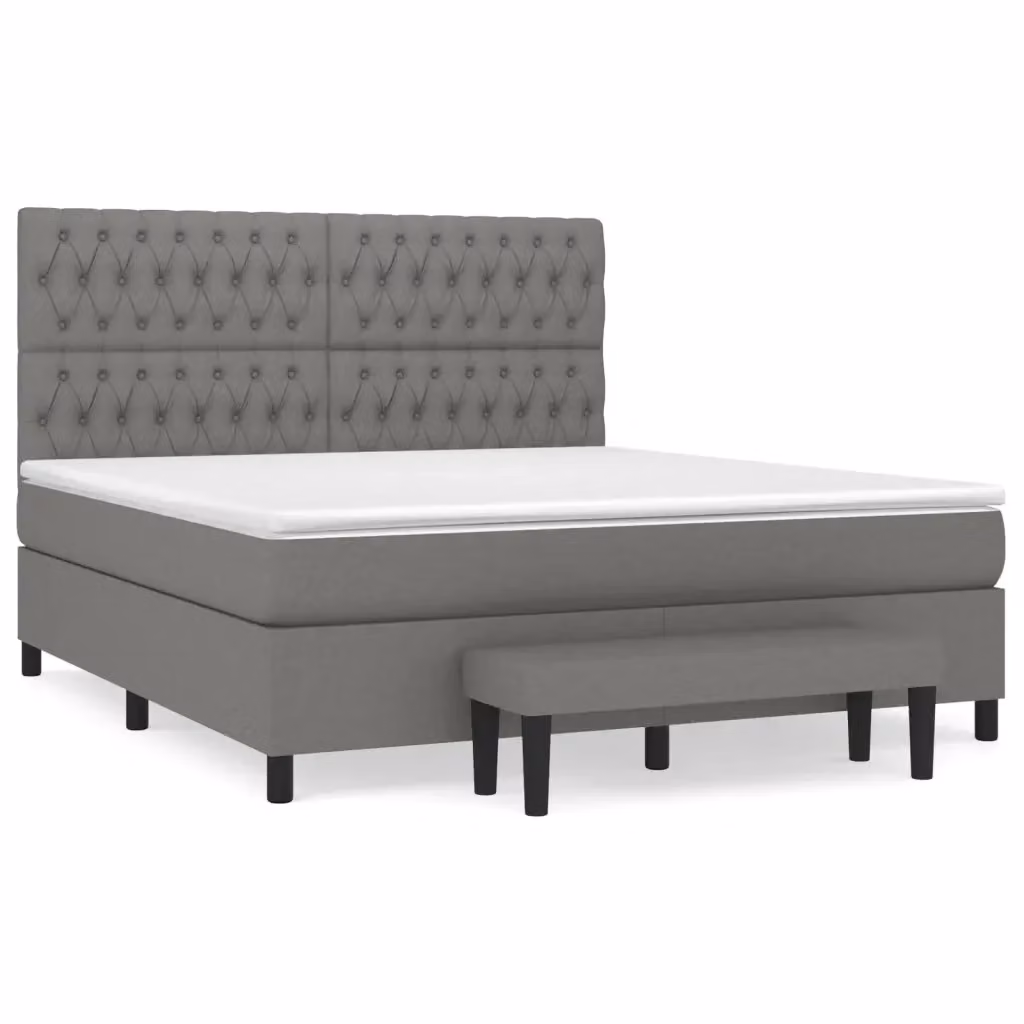 vidaXL Letto Ibrido con Materasso in Tessuto Grigio e Bianco L/P/H: 180 x 200 x 128 cm – 2