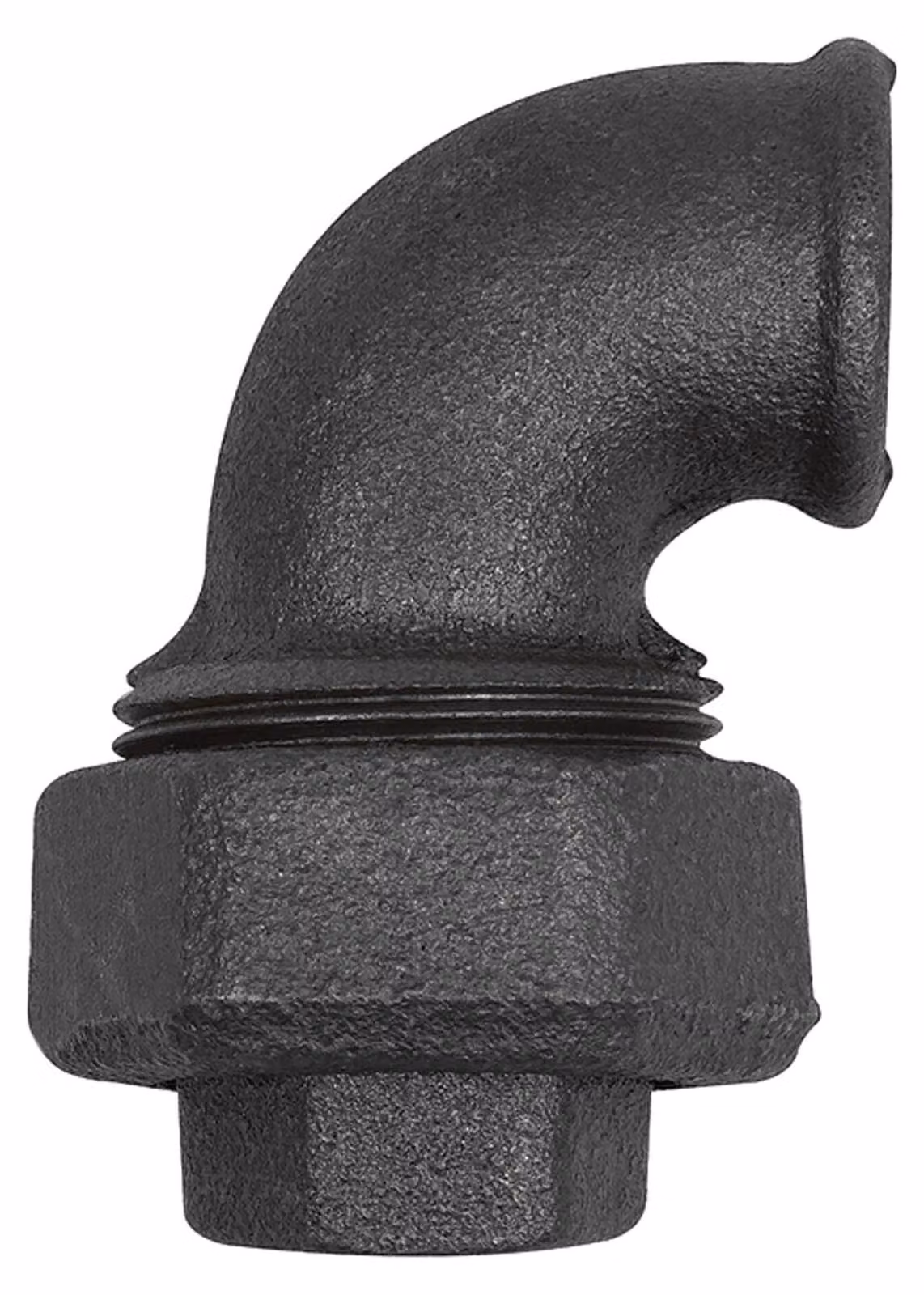 Raccordo a gomito Riegler 95, guarnizione piatta, IG/IG Rp 1, nero temperato