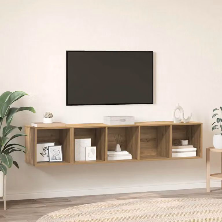 Set di mobili TV moderno vidaXL in legno ingegnerizzato e MDF, colore marrone rovere opaco