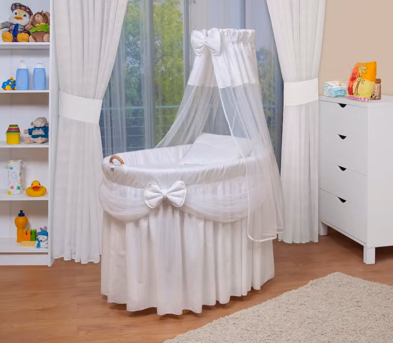 WALDIN Set culla con attrezzatura, XXL, carretto, completo, bianco/bianco