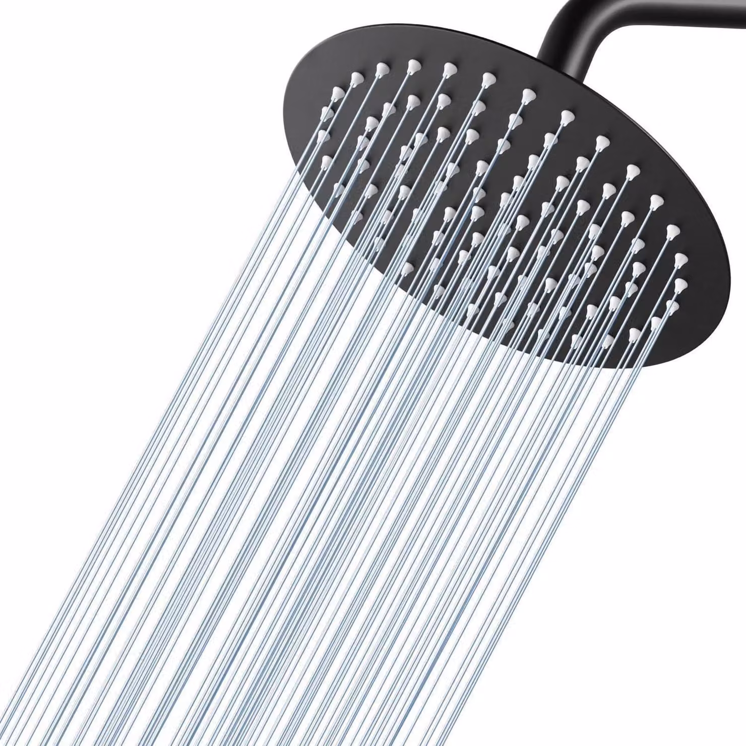 Doccia a soffione Regendusche, diametro 20 cm, rotonda, finitura opaca nera, acciaio inossidabile 304, a risparmio idrico, con ugelli anti-intasamento