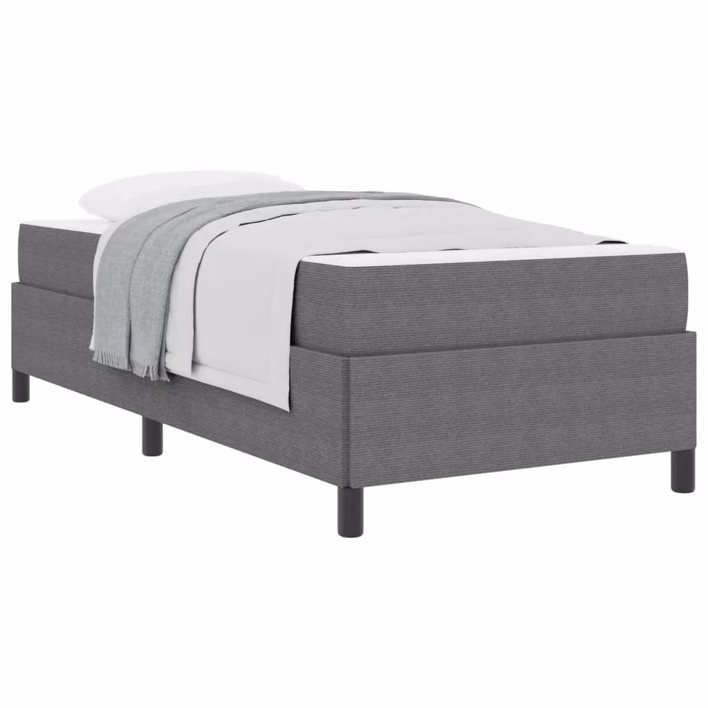 Struttura letto moderna VIDAXL in tessuto grigio e bianco L/P/H: 190 x 90 x 55 cm – 2