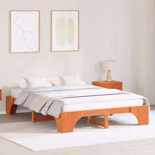 Struttura del letto Marrone cerato 160 x 200 cm Pino massello 872940
