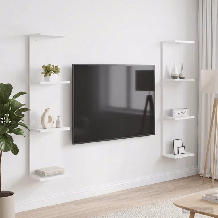 Set di 2 Scaffali da parete moderni vidaXL in MDF Bianco L 25 cm x P 15 cm x H 100 cm