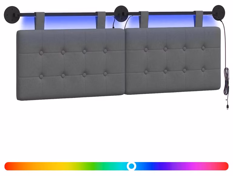 Testiera sospesa Con luce LED Grigio Scuro Tessuto
