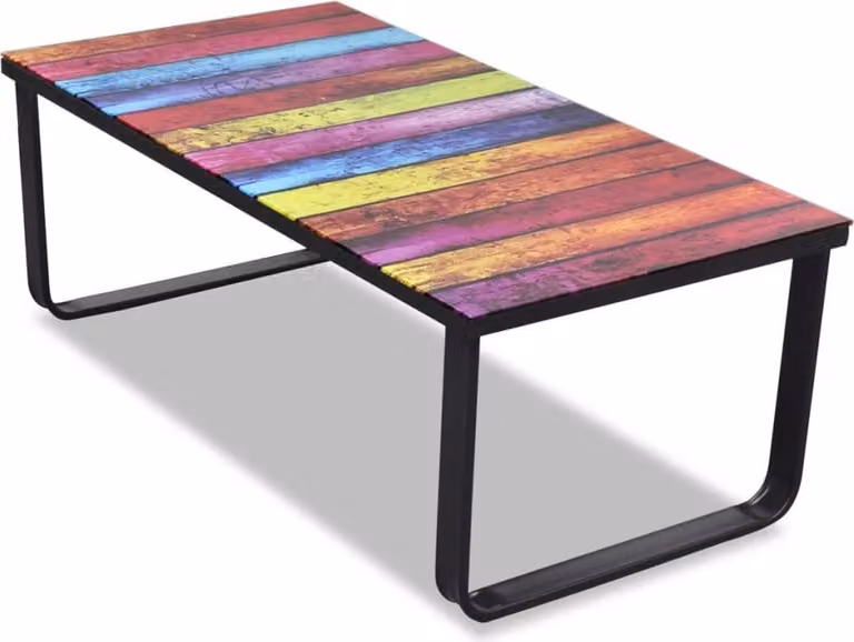 Tavolino The Living Store con piano in vetro con motivo arcobaleno