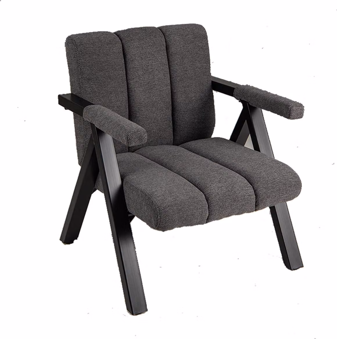 Poltrona da lettura, sedia imbottita con braccioli, struttura in metallo, schienale ergonomico, moderna poltrona lounge con 4 piedini regolabili, grigio