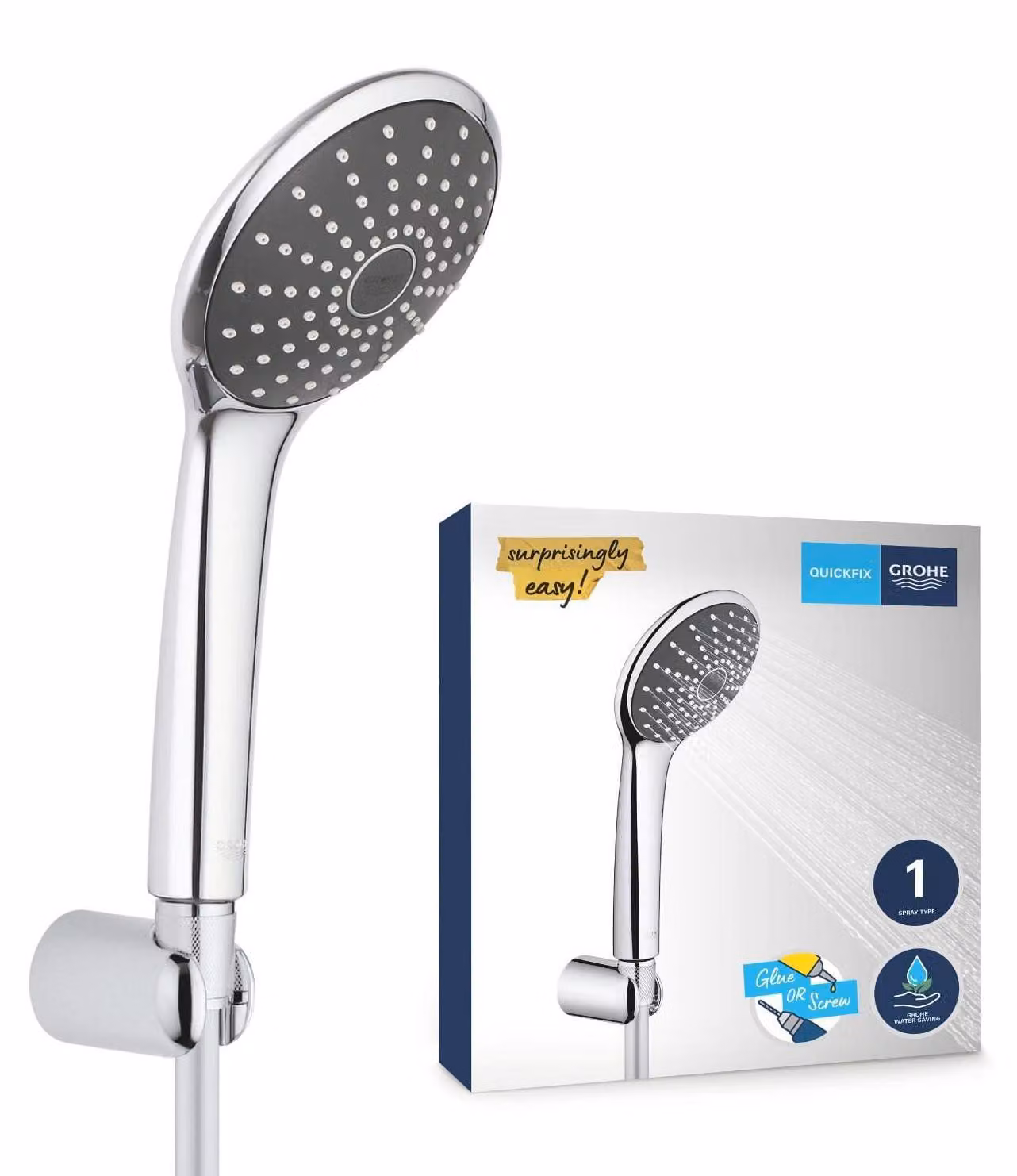 Grohe Vitalio Joy - Set di soffione, supporto e flessibile per doccia, cromo 27324000