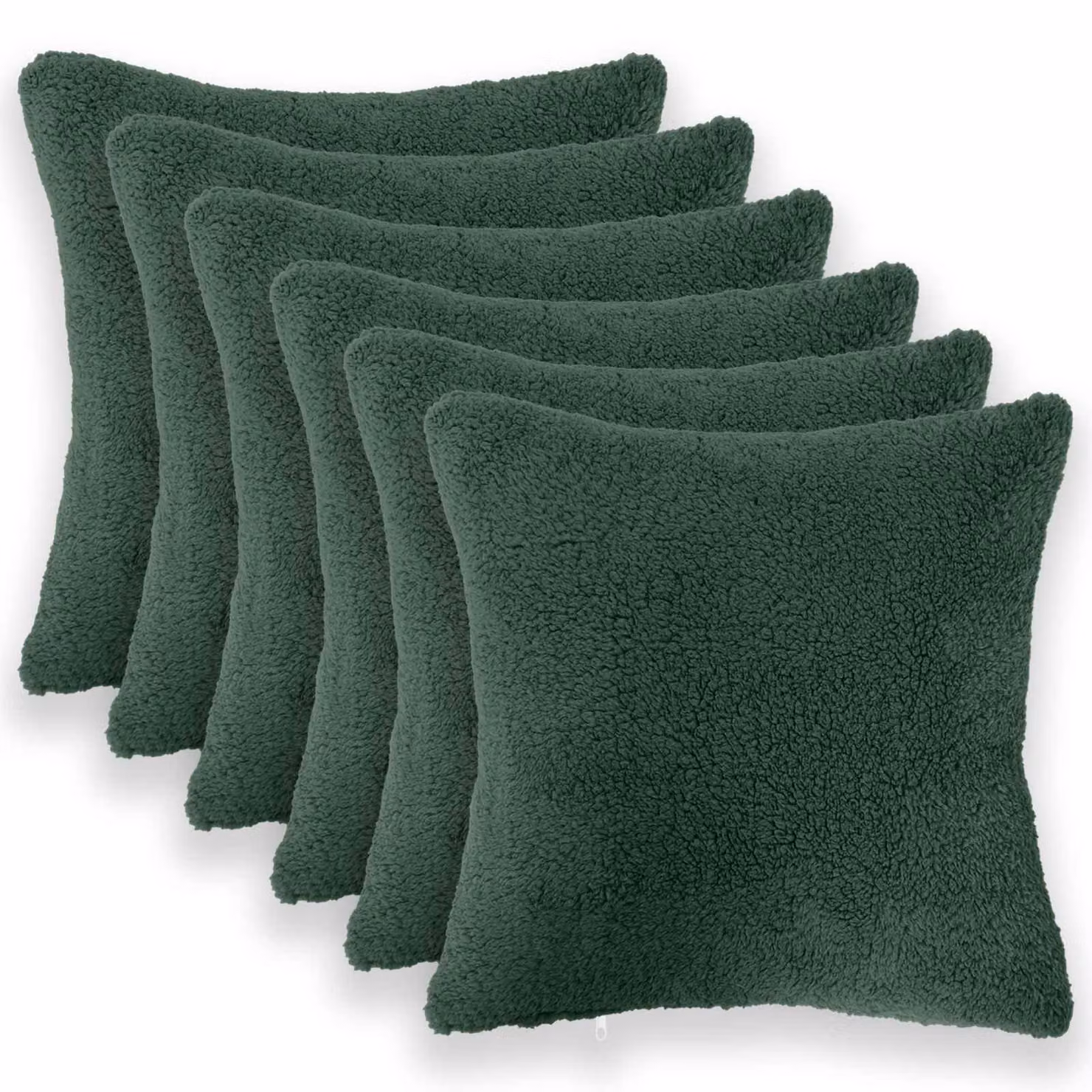 Set di 6 federe vidaXL HEERLEN in tessuto bouclé verde scuro, L 40 x P 40 cm