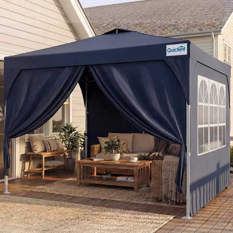 Gazebo da esterno 3x3 metri, impermeabile, con pareti laterali, protezione UV 50+, struttura in acciaio, colore blu
