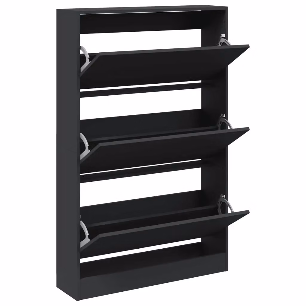 Scarpiera da parete nera vidaXL con scomparti basculanti L: 80 cm, P: 21 cm, H: 125,5 cm – 2