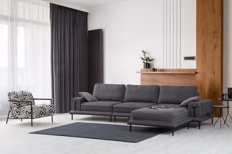 Exklusive Wohnzimmer Garnitur Polster Möbel Ecksofa Hocker 2tlg Set