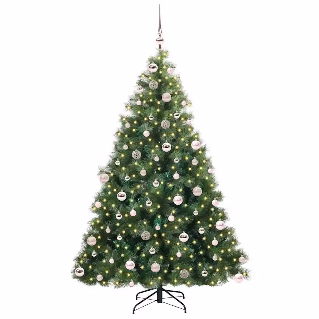 Albero di Natale artificiale moderno vidaXL verde con 300 LED luce bianca calda in PE e PVC, Altezza: 180 cm – 2