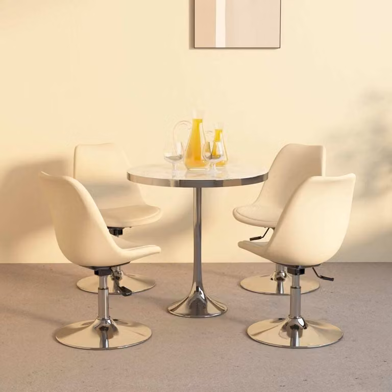 The Living Store Sedie da pranzo 4 pz. Girevoli in tessuto crema
