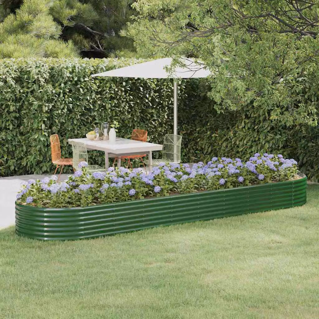 Letto rialzato da giardino vidaXL in acciaio zincato verde L: 396 cm, P: 100 cm, H: 36 cm