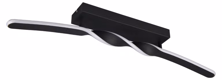 Plafoniera LED, nera, a forma di onda, L 79 cm