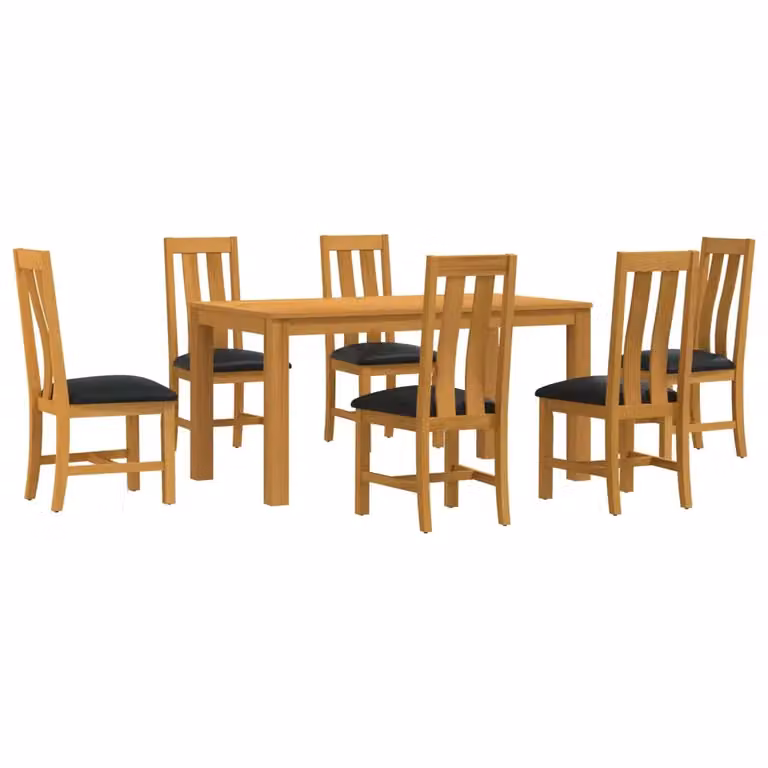 Set da pranzo moderno vidaXL in legno di quercia composto da 7 pezzi, colore nero e marrone