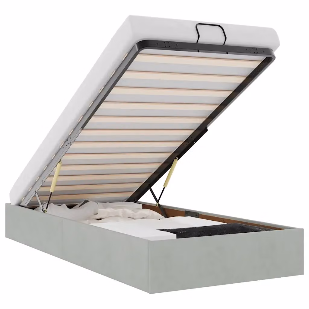 Struttura Letto con Contenitore a Sollevamento vidaXL in Velluto Grigio L 200 x L 80 x H 140 cm – 2